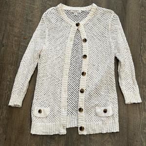 Isaac Mizrahi Crochet Open Knit Cardigan White Sweater Size X Isaac Mizrahi